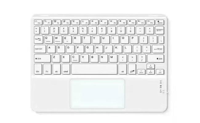 Wireless Bluetooth Keyboard, Ultra Slim Rechargeable Portable Cordless Keyboard with Touchpad 10 Inch Wireless Keyboard for iOS, Android, Windows, iPad, iPhone, Samsung (White)